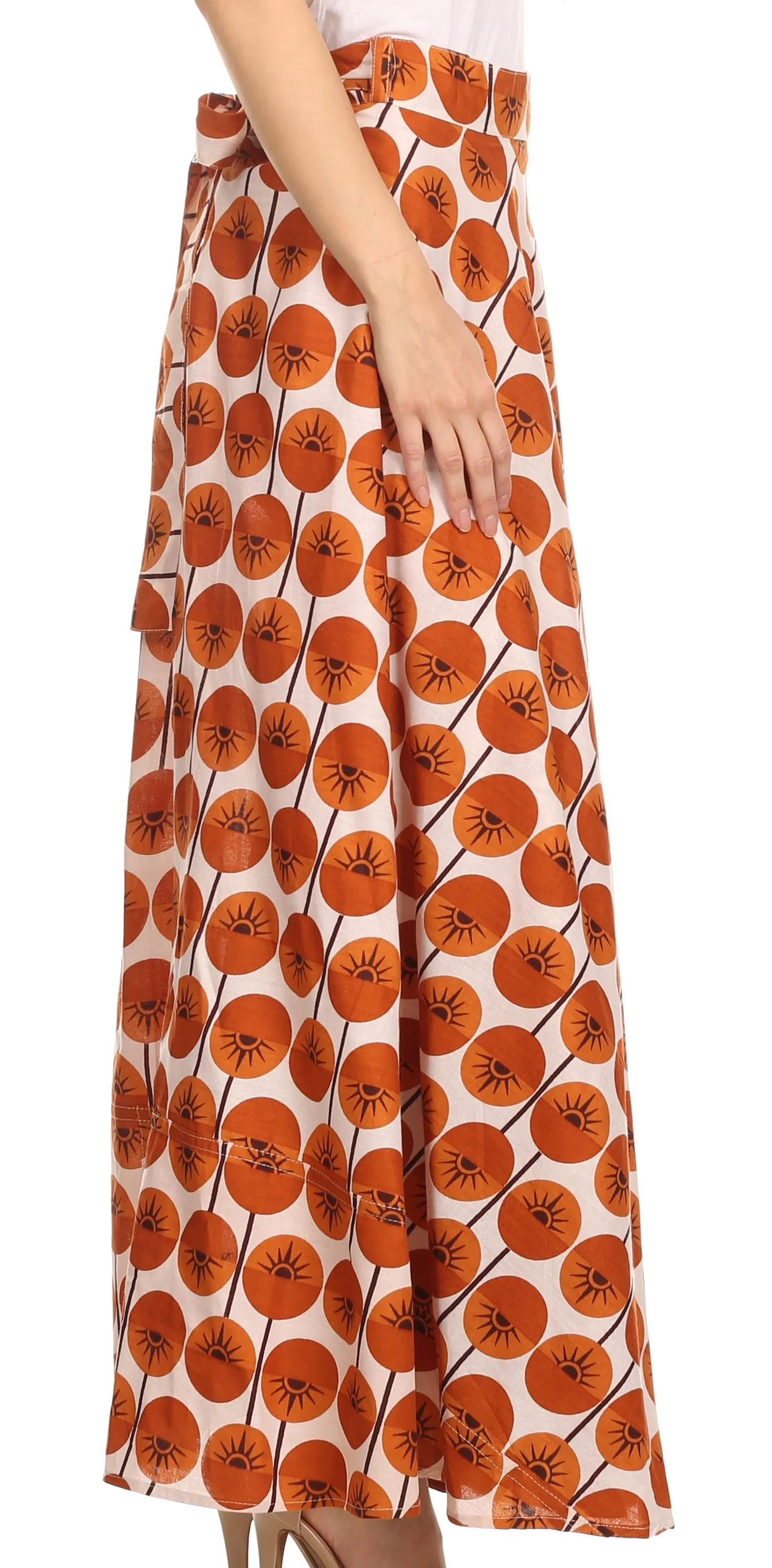 Sakkas Garan Long Opaque Fully Adjustable Printed Skirt Wrap Around Without Slit