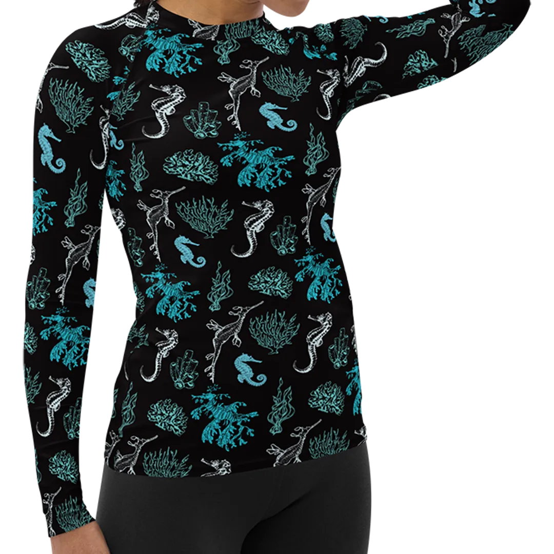 Salty Seahorse and Sea Dragon Women's Rash Guard (Warehouse)