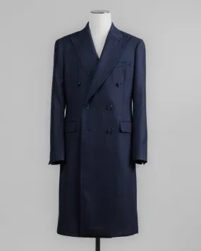 Sauma DB Herringbone Wool Overcoat / Navy