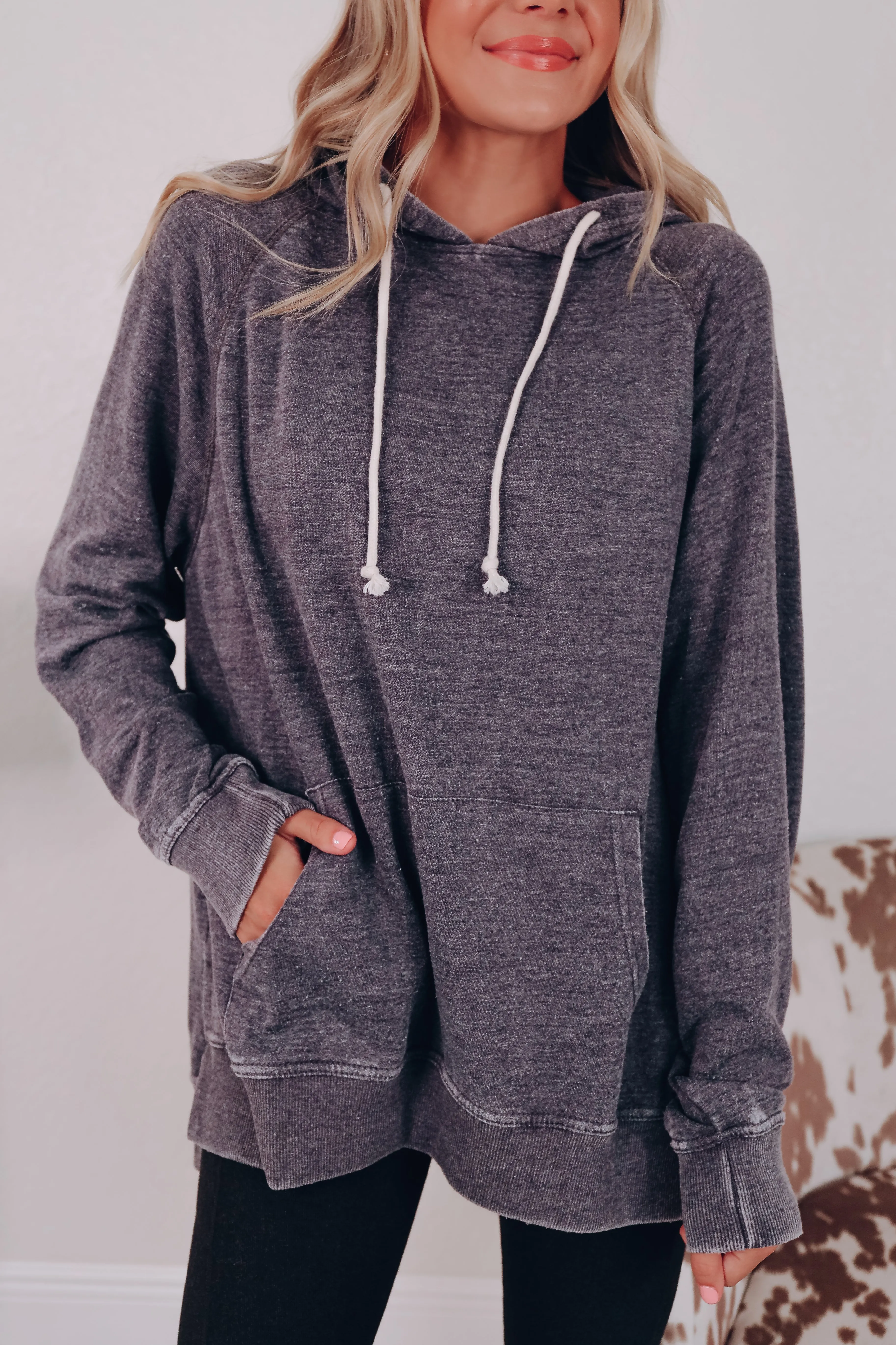 Second Nature Cozy Hoodie Top - Black