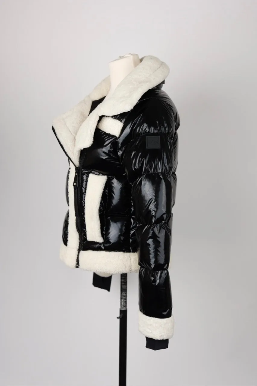 Shearling Puffer Jacket-Black