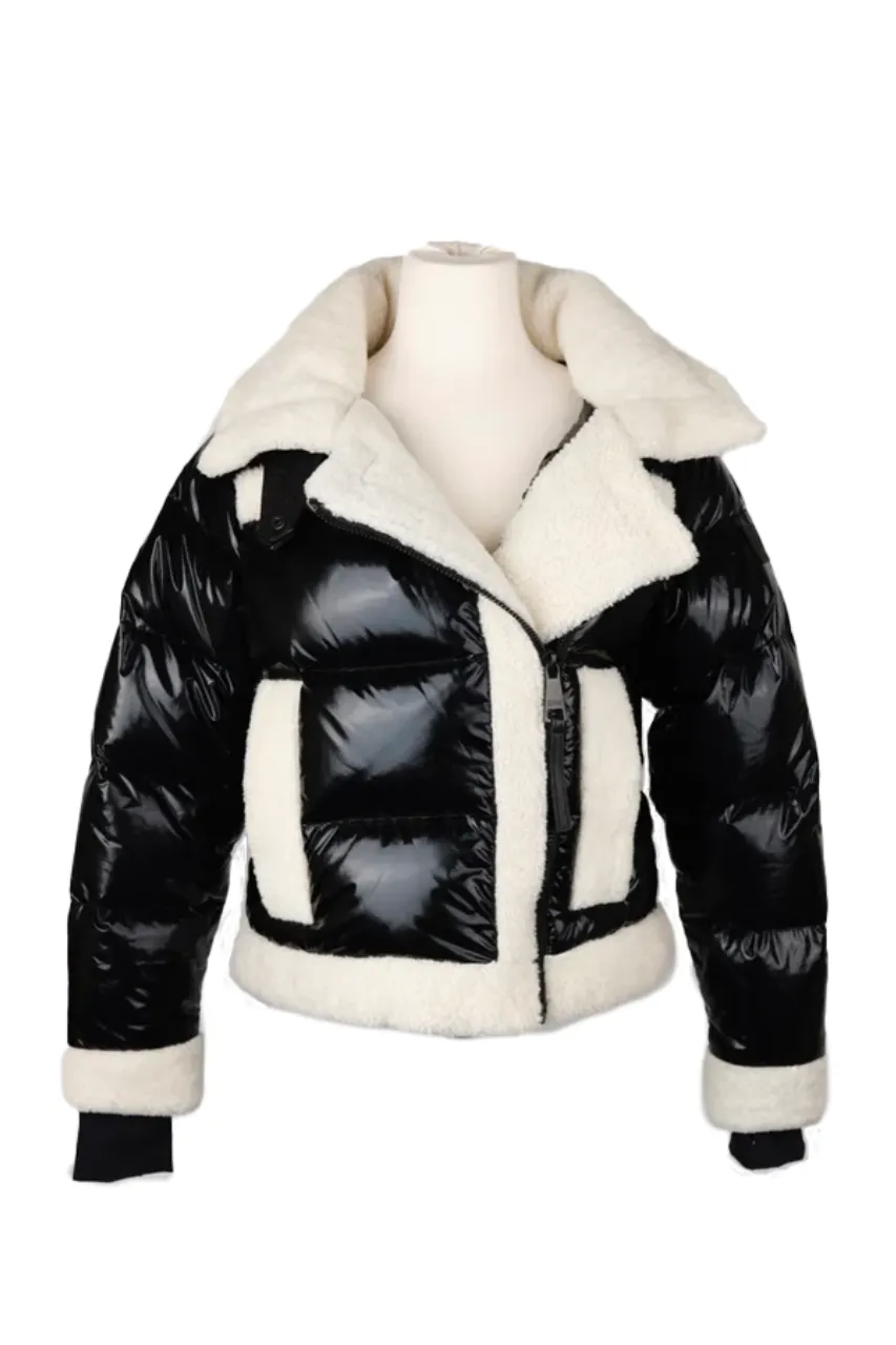 Shearling Puffer Jacket-Black