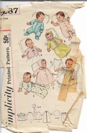 Simplicity 4287 Baby Infant Layette Vintage Sewing Pattern 1960s