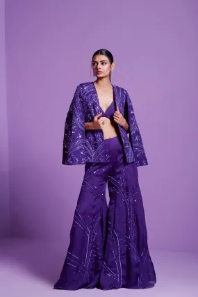 Striking Purple Jacket And Pant Set