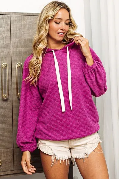 TEEK - Magenta Brushed Checker Hoodie