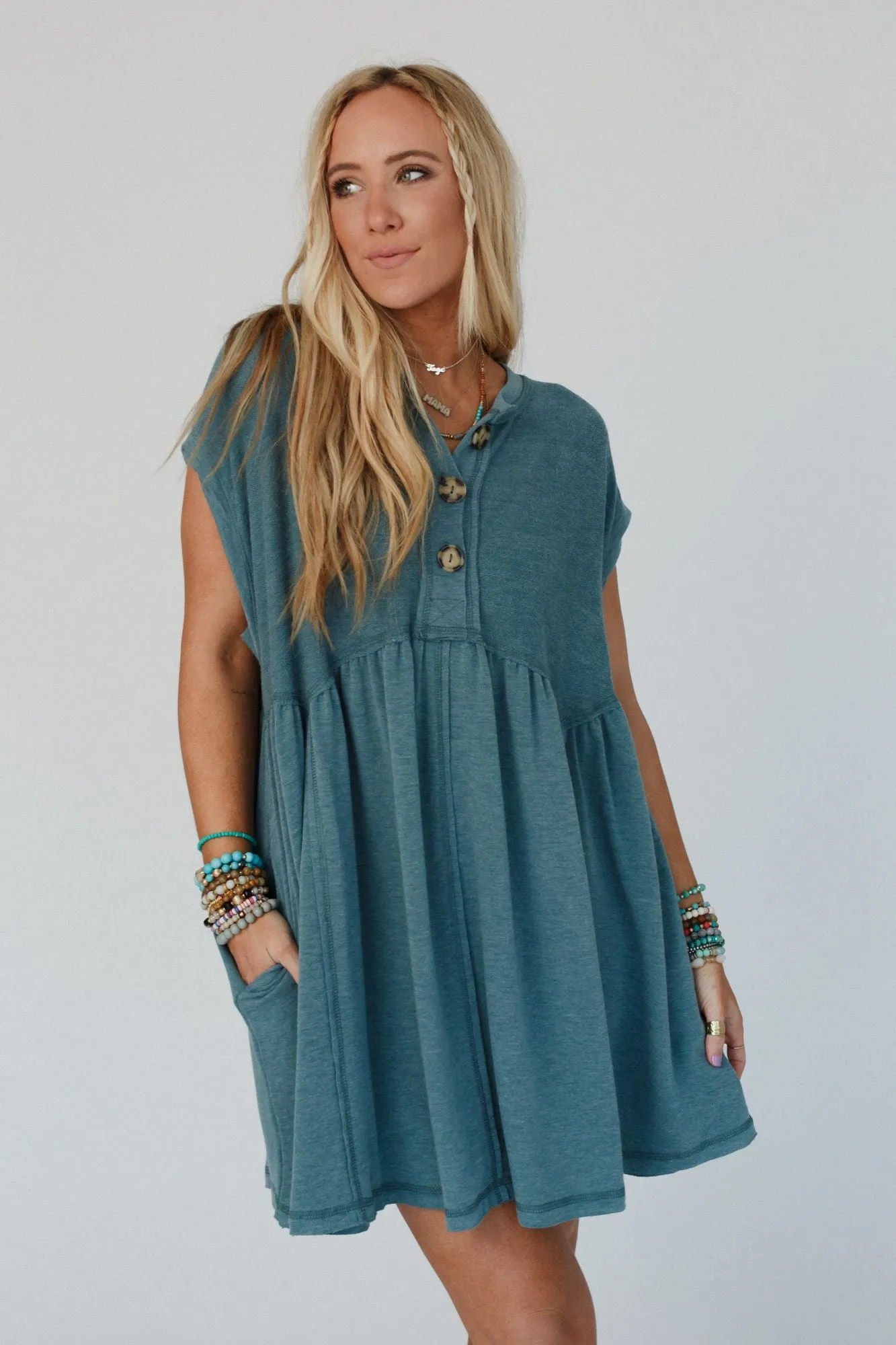 The Nest Sweet Nothings Baby Doll Dress - Teal