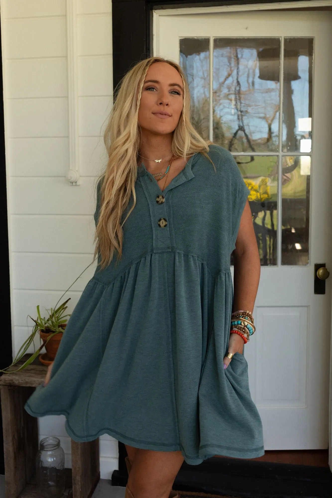 The Nest Sweet Nothings Baby Doll Dress - Teal