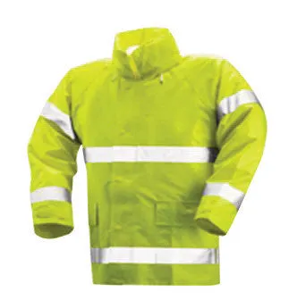 Tingley 3X 32" Fluorescent Yellow/Green Comfort-Brite 14 mil PVC And Polyester Class 3 Level 2 Flame Resistant Rain Jacket With Storm Fly Front And Zipper Closure, Riveted