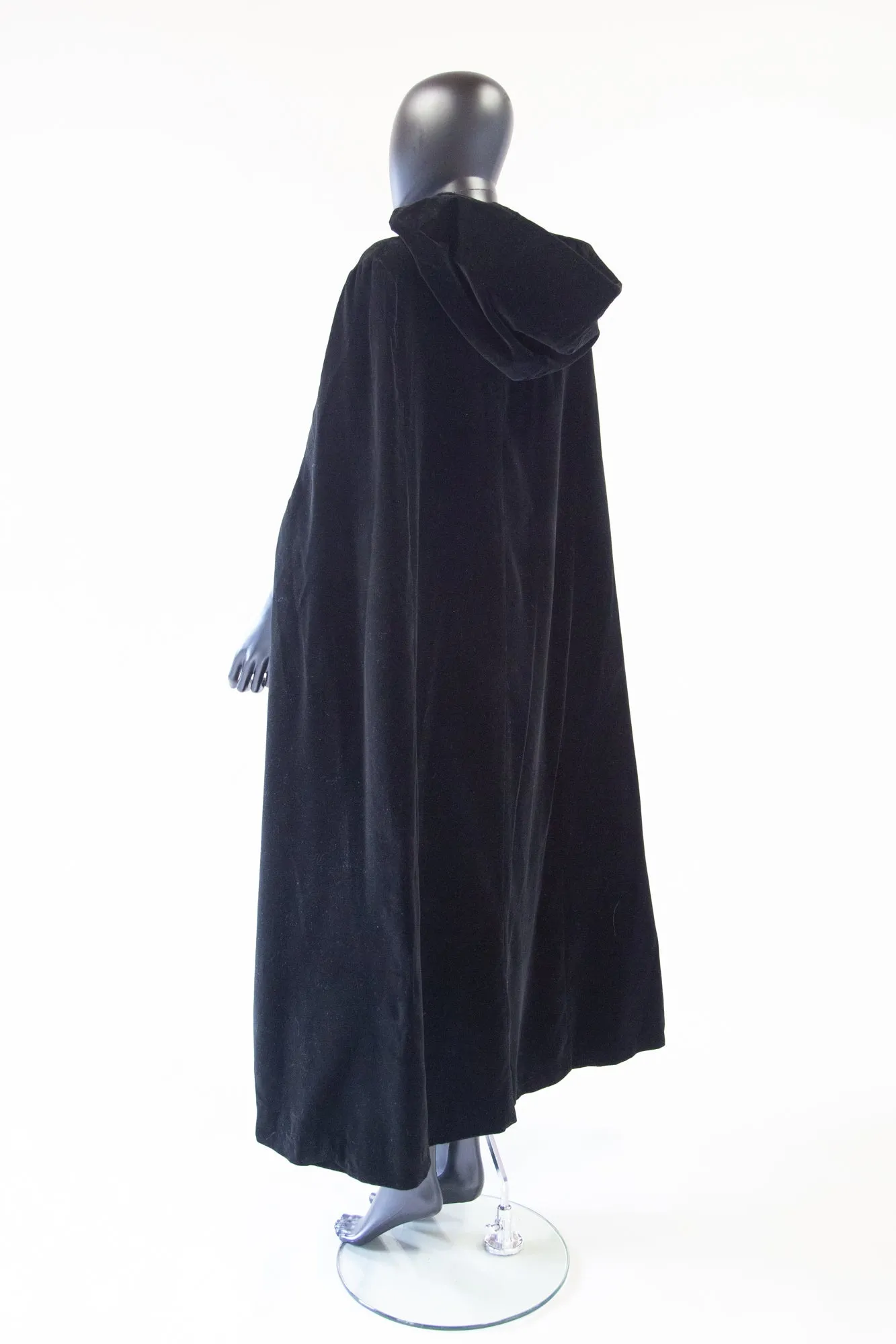 Vintage 1950s Black Velvet Hooded Cape