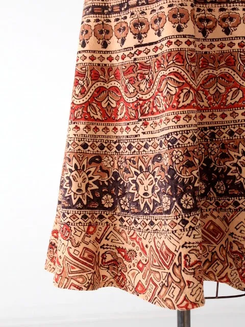 vintage boho wrap skirt with elephant print