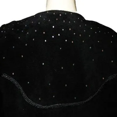 *VINTAGE CACHE DAZZLING SPARKLING RHINESTONE BLACK SUEDE JACKET