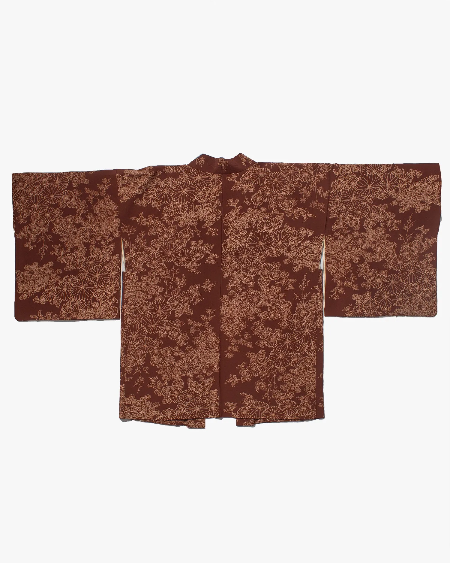 Vintage Haori Jacket, Brown with Cream Daisies