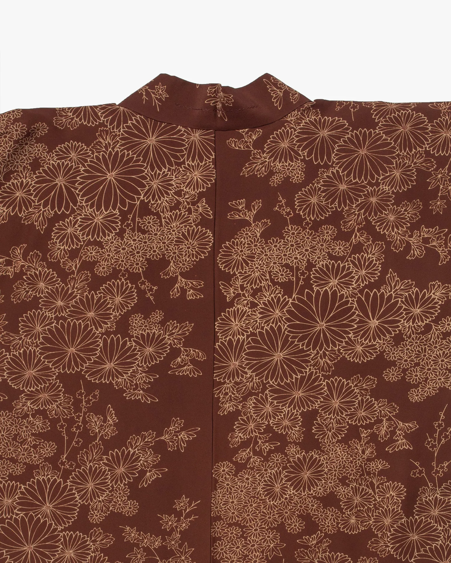 Vintage Haori Jacket, Brown with Cream Daisies