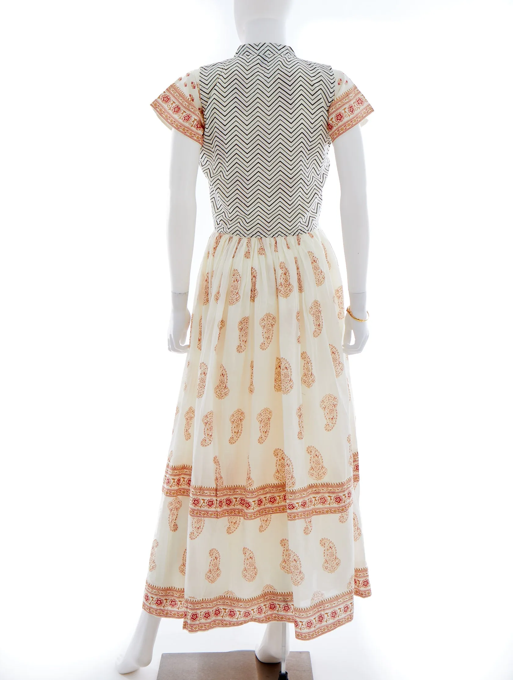 White and Orange A-Line Kurti