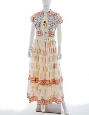 White and Orange A-Line Kurti