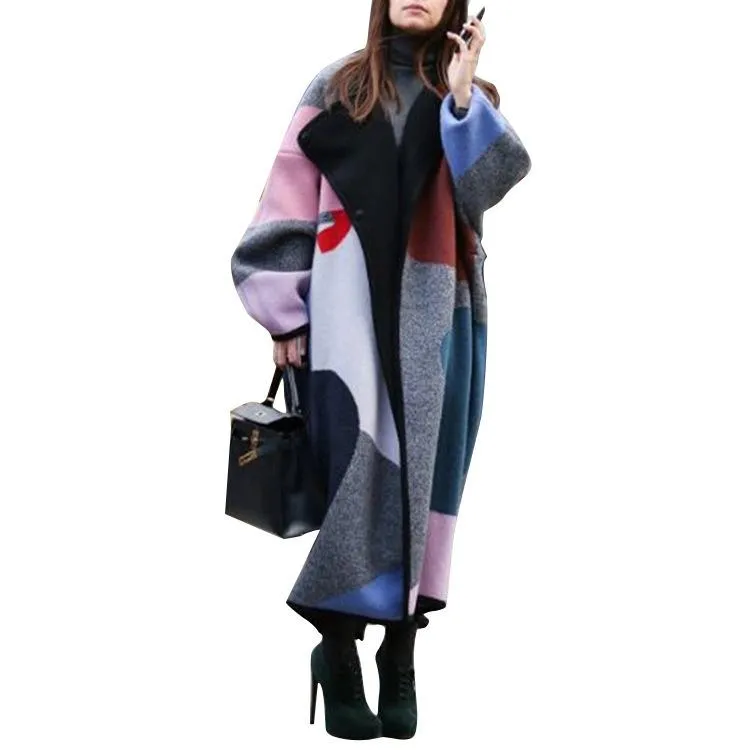 Women Turnover Long Winter Overcoat