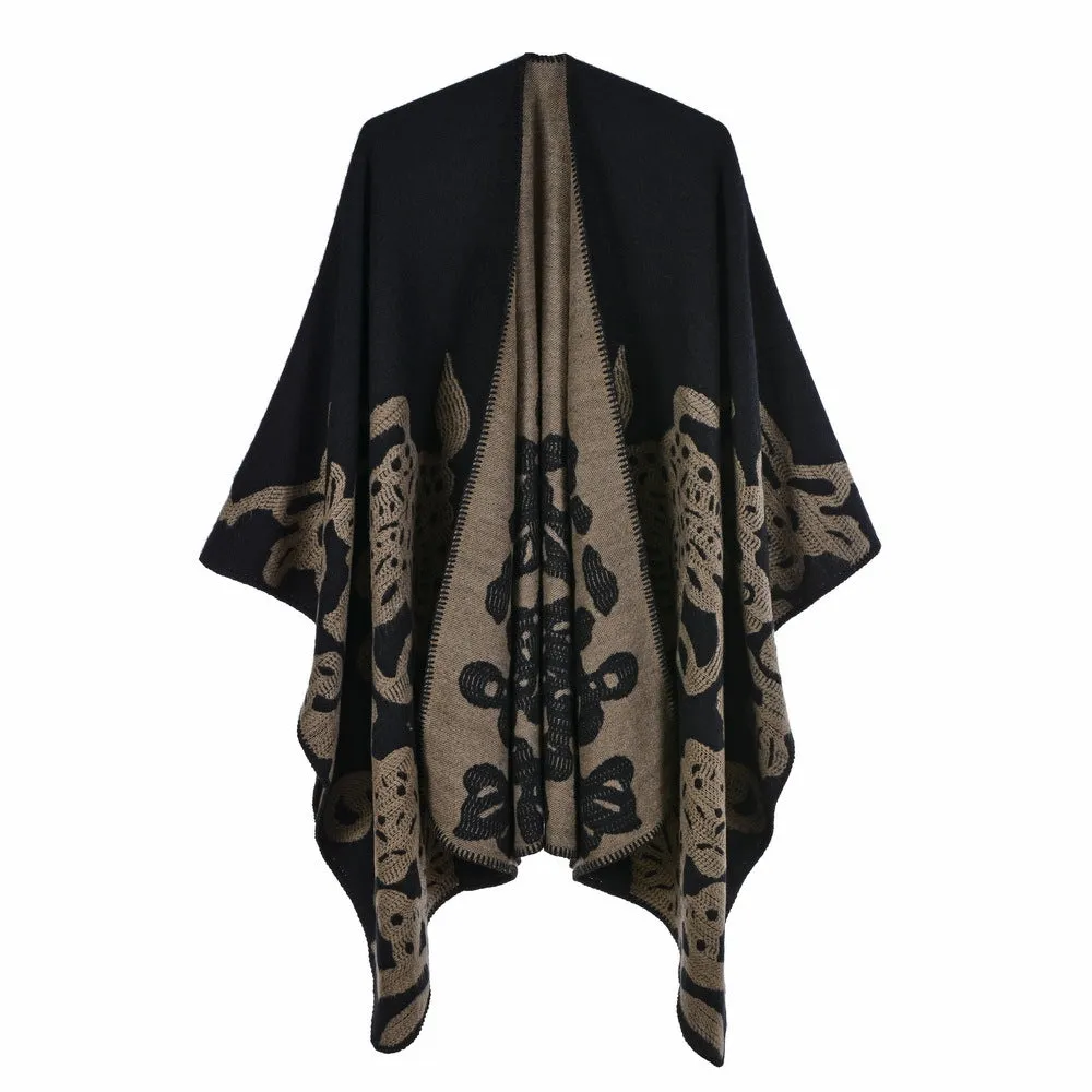 Women's scarf shawl Fashion cashmere split thickened shawl Cloak Butterfly element