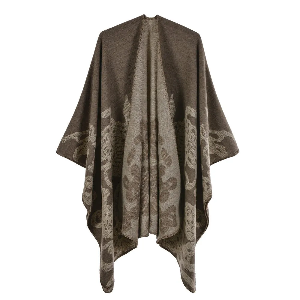 Women's scarf shawl Fashion cashmere split thickened shawl Cloak Butterfly element