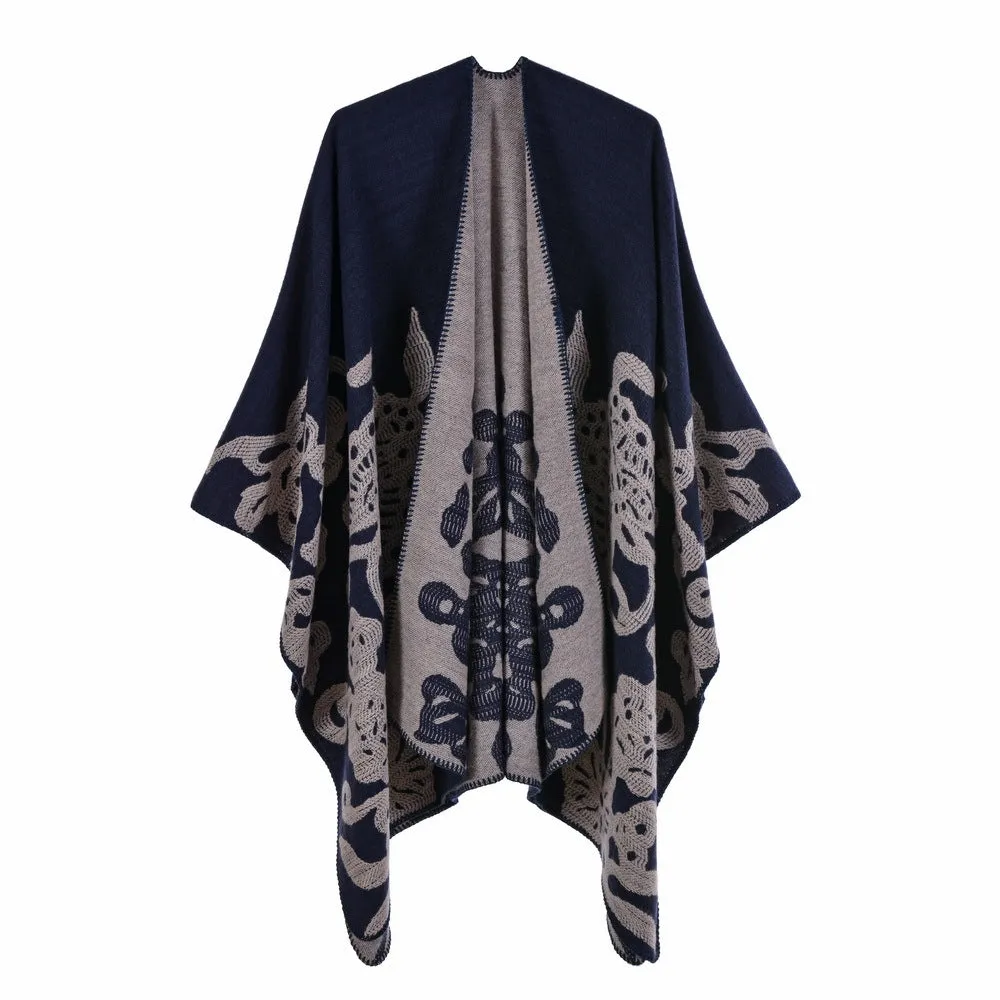 Women's scarf shawl Fashion cashmere split thickened shawl Cloak Butterfly element