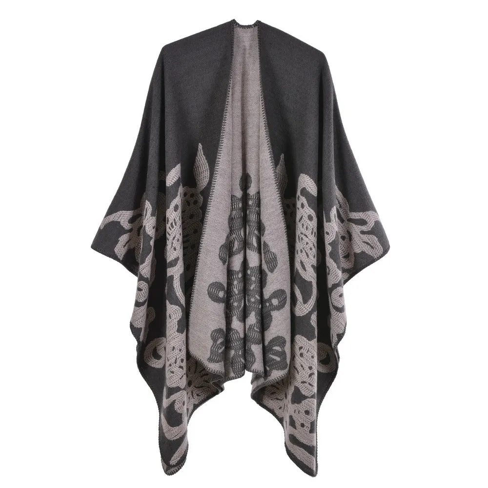 Women's scarf shawl Fashion cashmere split thickened shawl Cloak Butterfly element