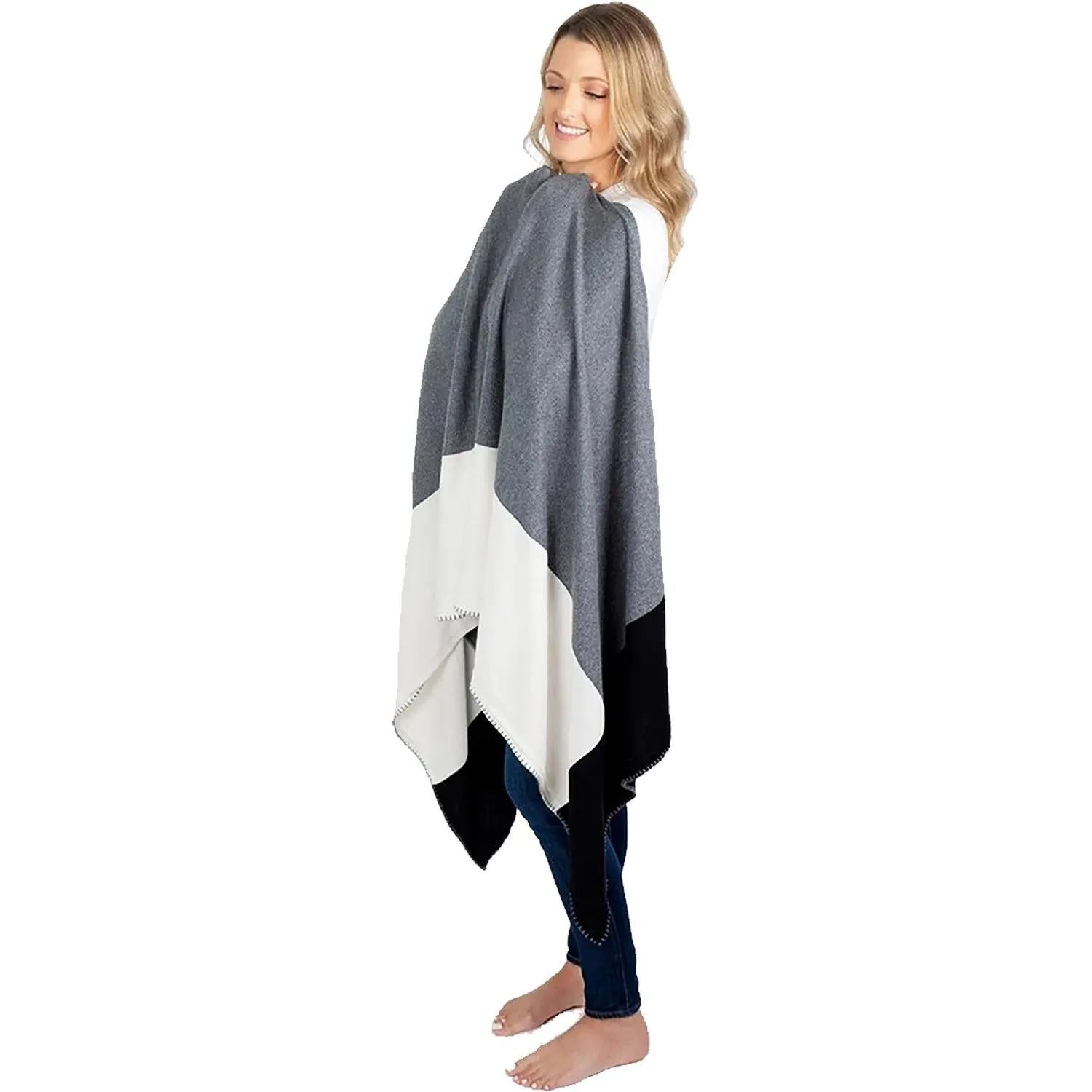 Women's Zestt Organics Organic Cotton Dreamsoft Travel Scarf Grey Colorblock