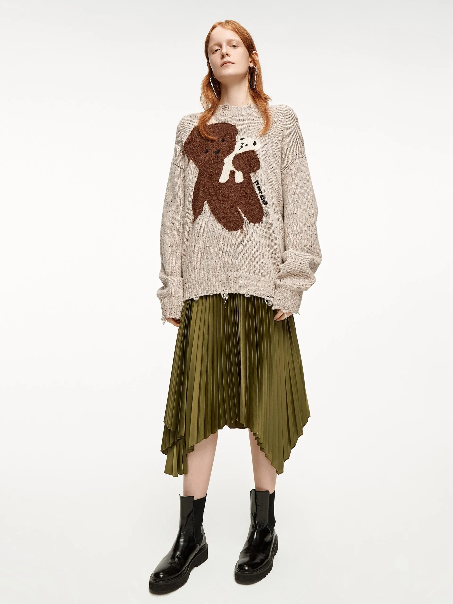 Wool-blend Cartoon Knit Pullover