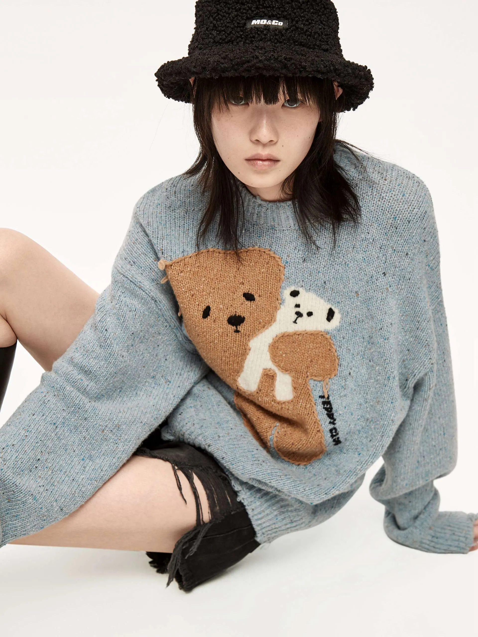 Wool-blend Cartoon Knit Pullover