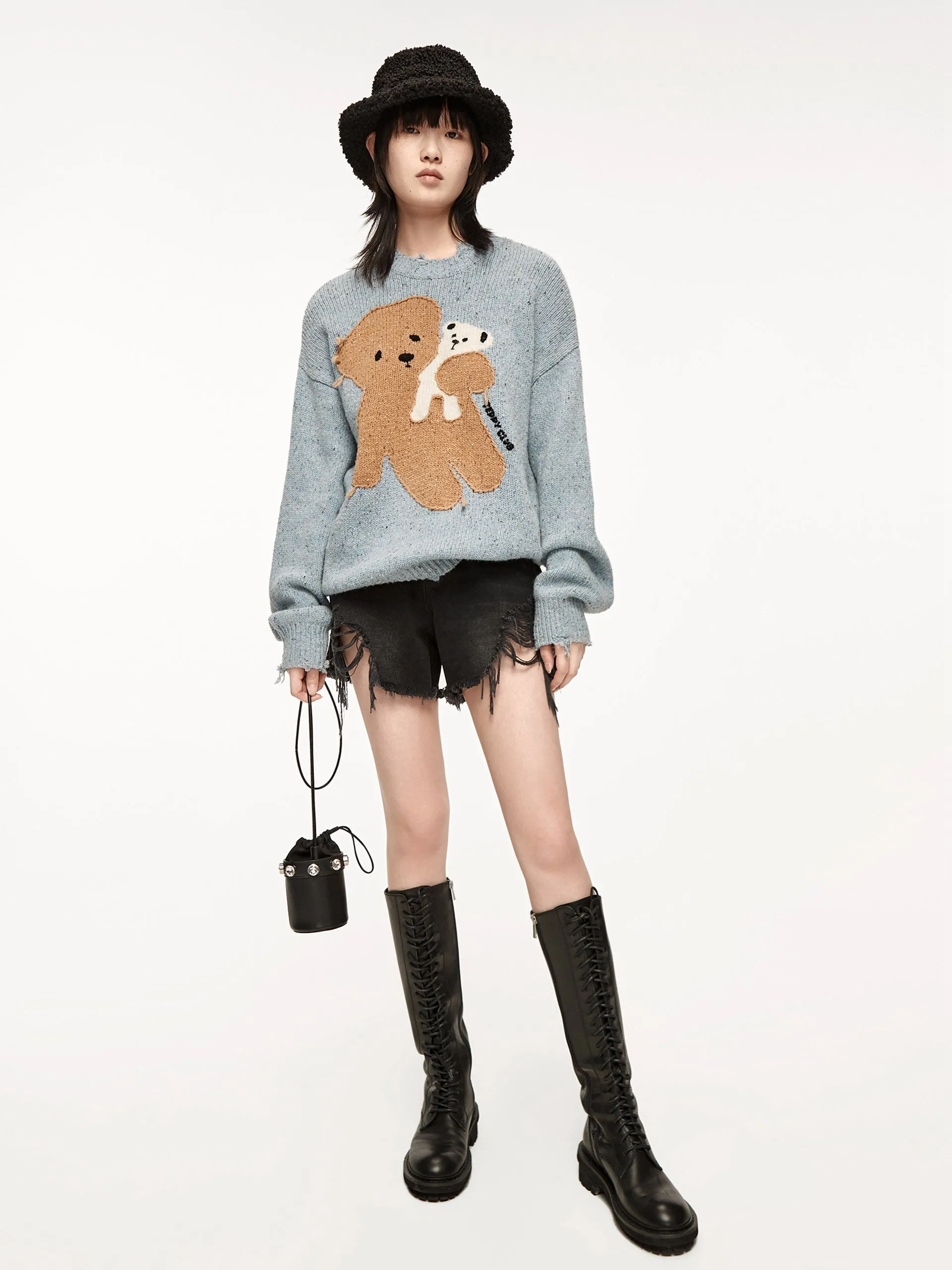 Wool-blend Cartoon Knit Pullover