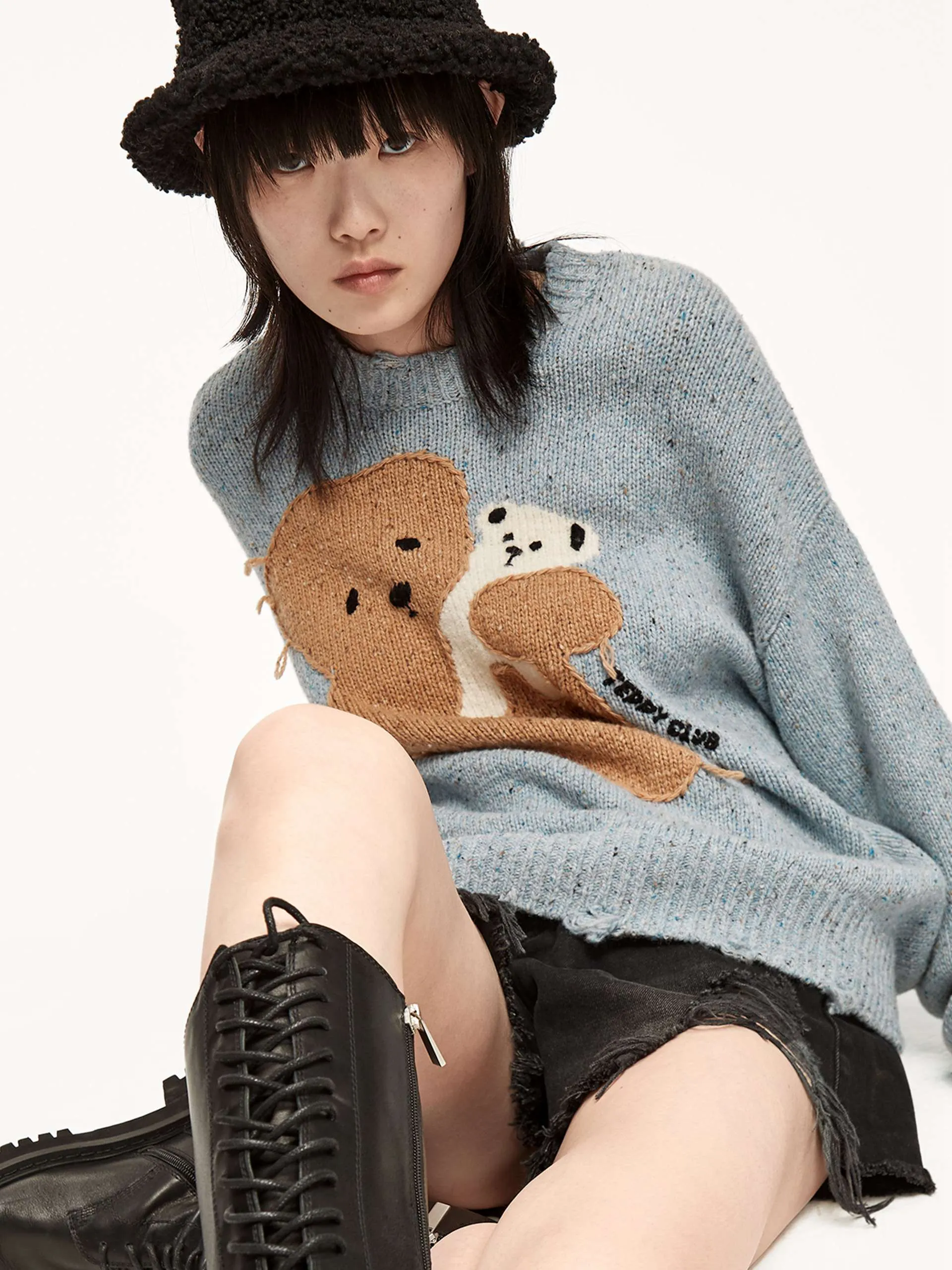 Wool-blend Cartoon Knit Pullover