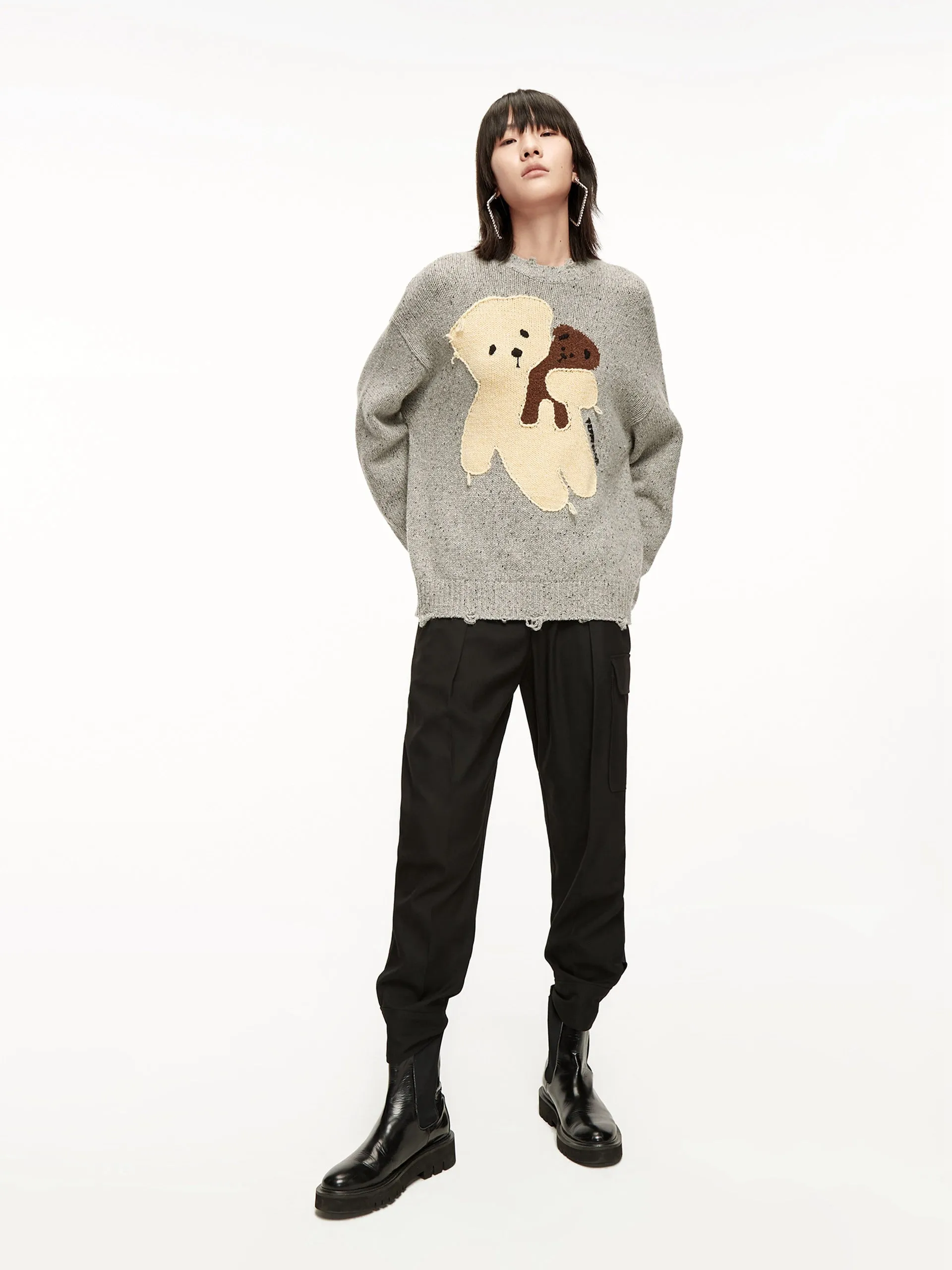 Wool-blend Cartoon Knit Pullover