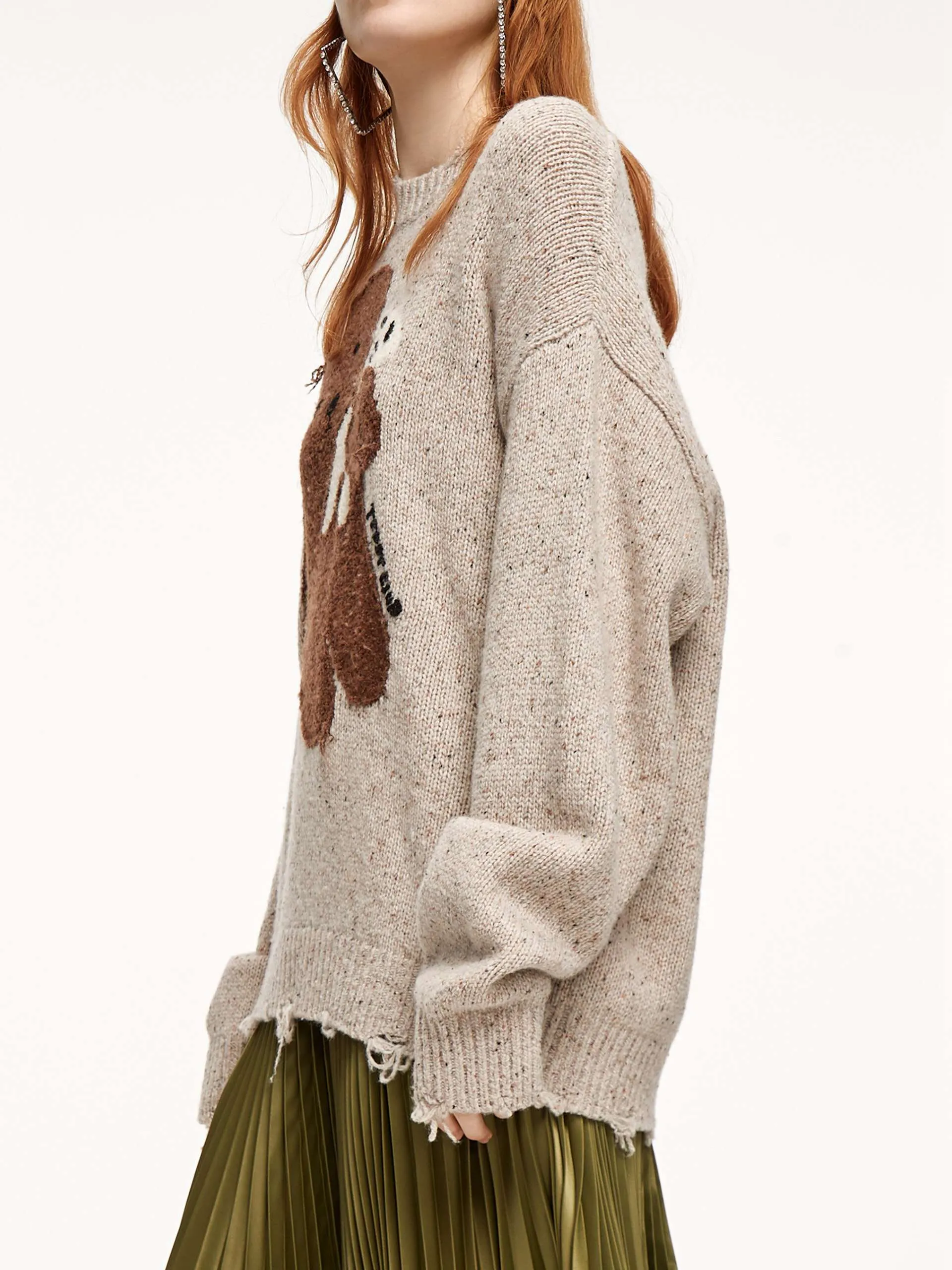 Wool-blend Cartoon Knit Pullover