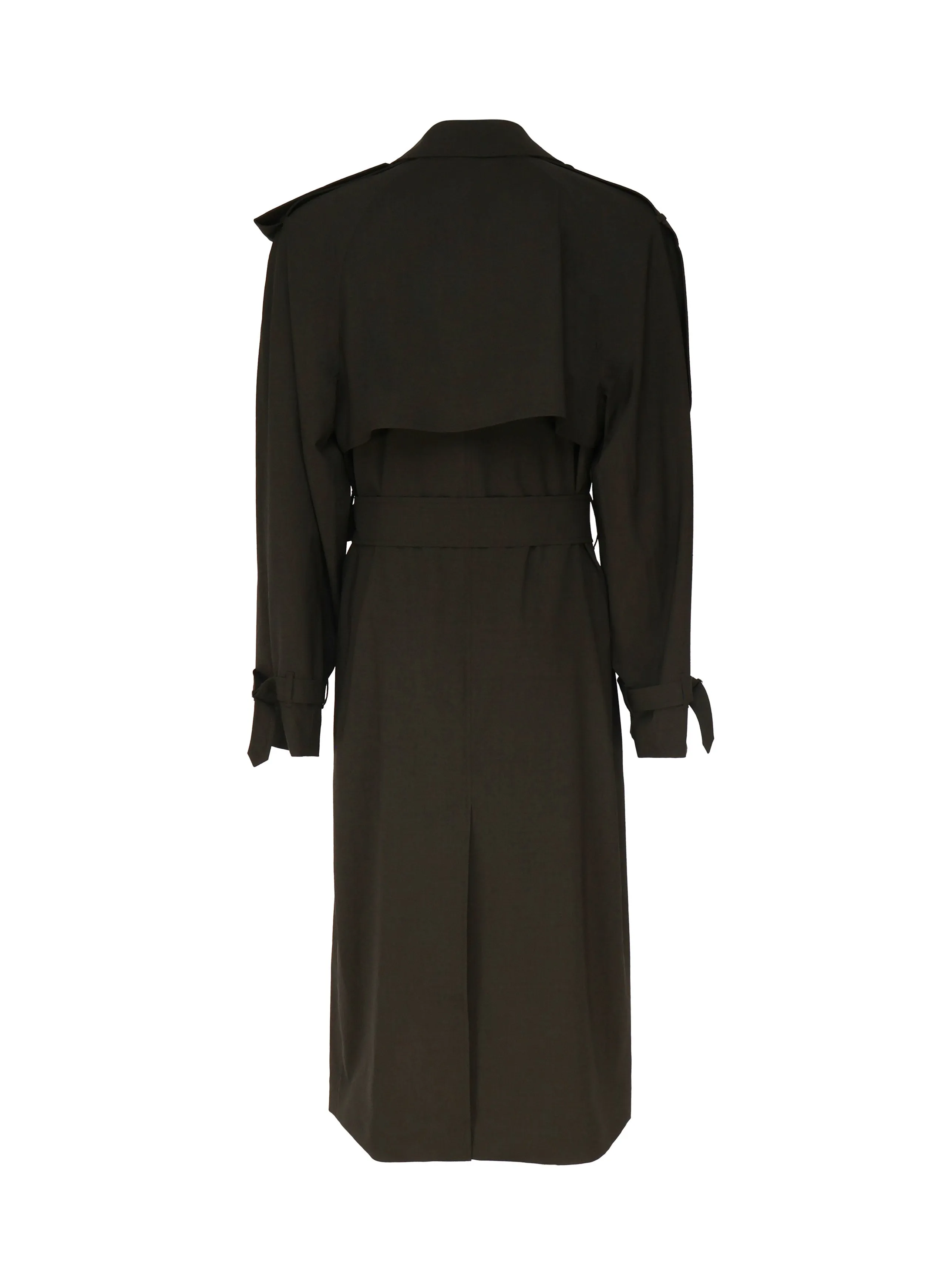 Wool Trench Coat in Brown Melange