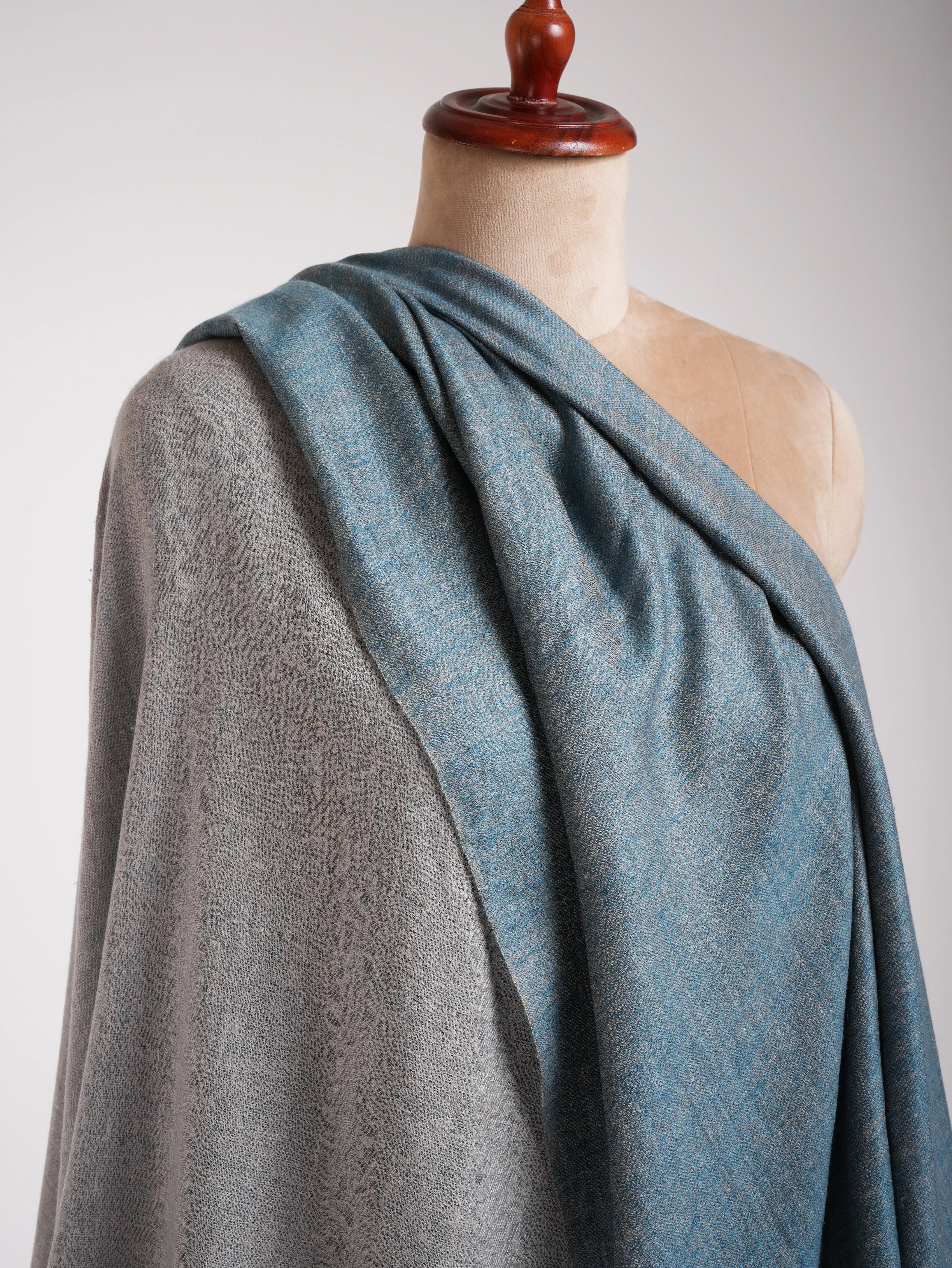 XL Oversized Blue Dorukha Artistic Pashmina Shawl