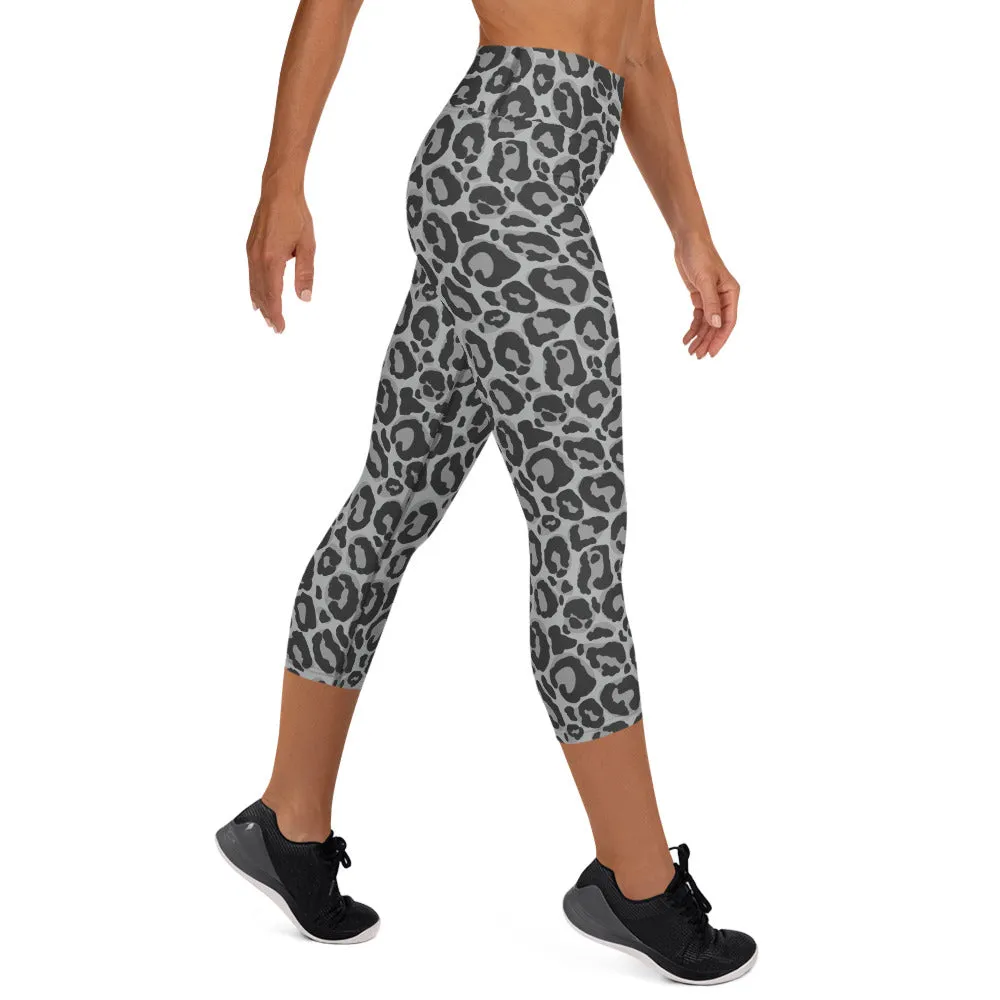 Yoga Capri Leggings Grey Leopard