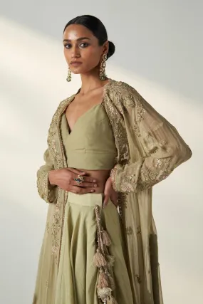 ZOYA GREEN CAPE LEHENGA SET